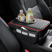 Organisateur d'accoudoir de voiture en cuir avec porte-gobelet, plateau de console centrale avec rangement pour téléphone et cartes, respirant, pour BMW Toyota Honda