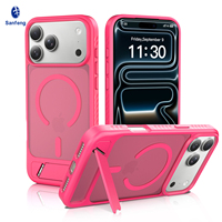 Coque de luxe rose rouge avec béquille, finition mate douce au toucher, antichoc, magnétique personnalisée pour iPhone 18 17 Pro Max – Vente en gros