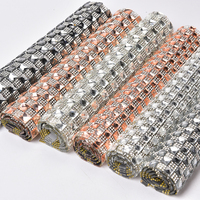 Autocollant auto-adhésif en strass, 24x40cm, 8Mm, 10Mm, carré en verre, cristal, garniture en maille, feuille de tissu, bricolage, application pour sacs, robe, artisanat