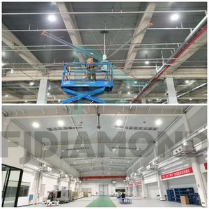 Ventilateur de plafond HVLS vintage de qualité aéronautique, anti-chute, 4,3 m 5 m, avec contrôleur mural, idéal pour les salles d'exposition et les arènes intérieures – Vente directe usine - Product Image 2