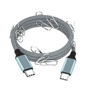 磁性电缆线方便存储和放置通用串行总线C型至C型Pd快速充电电缆标准尼龙2年编织