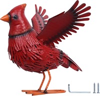 Ornement de jardin en métal rouge Oniya, oiseau cardinal, décoration de cour extérieure, cadeau pour les amoureux des oiseaux, sculpture d'art pour la pelouse et le patio