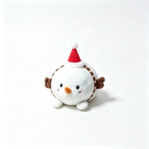 Oiseau de Noël personnalisé, oiseau en peluche rond, oiseau en peluche avec bonnet de Père Noël, jouet oiseau blanc d'hiver - Product Image 5