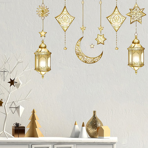 Autocollants muraux en PVC style moyen-oriental, étoiles et lune dorées, pour <span class=keywords><strong>porte</strong></span>, décoration de maison pour les fêtes - Product Image 6