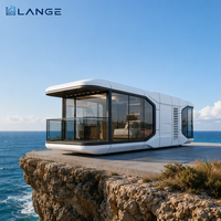 Maison capsule spatiale préfabriquée certifiée CE LANGE, pod modulaire préfabriqué pour glamping avec verre panoramique pour hôtel de villégiature