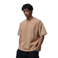 Kaos batik vintage musim semi dengan efek distressed, model high street, lengan pendek, longgar, dan kerah bulat.
