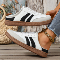 Mules décontractées rétro pour femmes, à lacets, bout fermé, sans talon, à enfiler, plates, multicolores, tendance