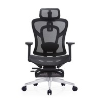 Chaise de bureau à dossier haut testée BIFMA avec appui-tête rotatif, coussin lombaire en mousse et repose-pieds rétractable pour bureau à domicile