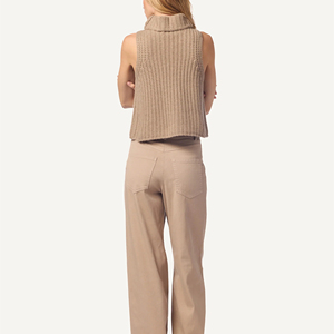 Maglione <span class=keywords><strong>Senza</strong></span> <span class=keywords><strong>Maniche</strong></span> a Collo Alto Personalizzato all'Ingrosso |   Gilet da donna in misto cashmere a coste grosse, <span class=keywords><strong>maglia</strong></span> a scollo a conchiglia da donna in misto cashmere - Product Image 2