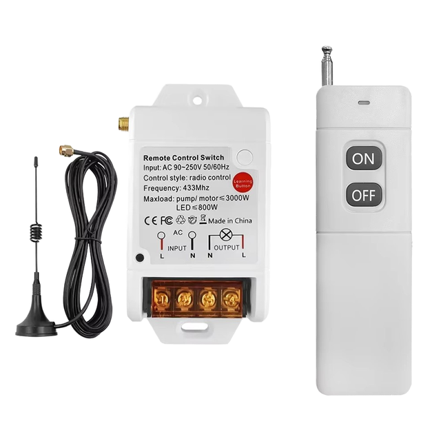 Wireless Smart Remote Control Switch 433MHz RF Relay AC 250V 3000W High Power ON/OFF 30m-100m Long Range Transmitter