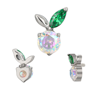 Perhiasan mode G23 anting-anting Titanium cincin hidung wortel dengan bulat CZ pusat berulir Interanlly Top Labert perhiasan tindik