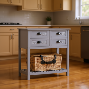 Kitchen <b>Sideboard</b> With Drawers And <b>Basket</b> Storage Farmhouse Style Freestanding Cabinet For Kitchen Use - Product Image 2