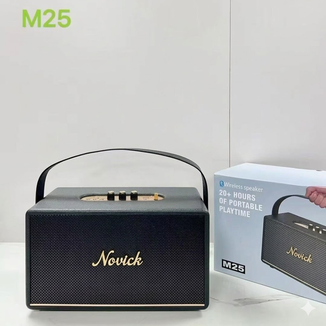 Novick M25 Premium Leather Cabinet Speaker 30W Desktop Bass Audio 20H Playtime for Home Party Fast Shipping