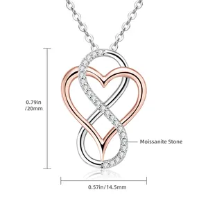 Collana in oro rosa placcato argento 925 gioielli D colore 1ct 2ct 3ct Moissanite cuore Infinity collana pendente per donna