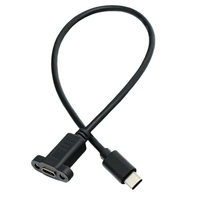 Câble d'extension Type C mâle-femelle à montage sur panneau avec verrouillage par vis, transmission de données haute vitesse, charge stable, longueur 30 cm