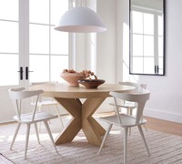 Nouvelle arrivée meubles de luxe Tables à manger Table à manger ronde ensemble bois chêne massif extensible Table en bois