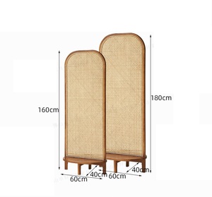 Paravents <span class=keywords><strong>en</strong></span> rotin pour la maison, le bureau, la chambre à coucher, 4 panneaux, paravents Byobu, séparateur de pièce, cloison de séparation, ensemble de séparateurs de pièce <span class=keywords><strong>en</strong></span> <span class=keywords><strong>bois</strong></span> - Product Image 4