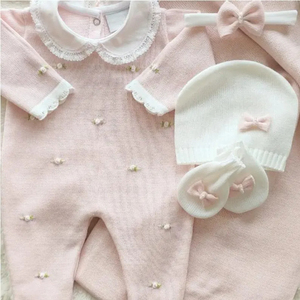 Kaiyue ODM Set <span class=keywords><strong>di</strong></span> Abbigliamento Casual per <span class=keywords><strong>Neonata</strong></span>, Maglione e Salopette in Maglia Tinta Unita per Autunno e Primavera - Product Image 2