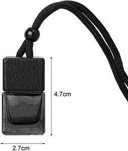 Flacon diffuseur de parfum pour voiture vide de 8 ml, mini désodorisant d'ambiance en verre pour huiles essentielles avec bouchon à vis carré en bois noir - Product Image 4