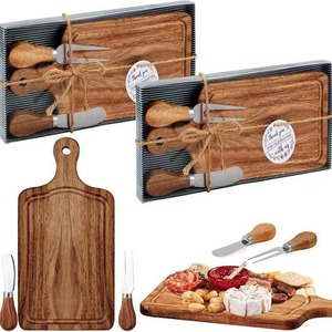 Wooden Cheese Board <b>Set</b> With Knives And Forks Portable Cutting Board For Home Outdoor Use - Product Image 1