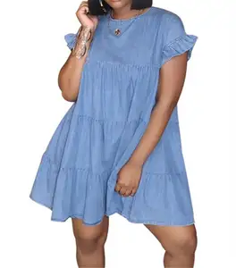 Thời Trang Nhà Sản Xuất Nhà Cung Cấp Bán Buôn Ladies Casual Denim Dresses Phụ Nữ