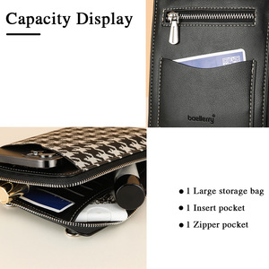 Sac bandoulière carré vertical à motif pied-de-poule Baellerry pour femme, avec fermeture éclair, sacoche portable pour téléphone, idéal pour les tenues quotidiennes, été 2023 - Product Image 3