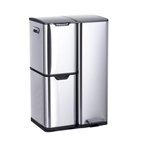ODM OEM 60L 3 Compartment Commercial Stainless Steel Dustbin With 13L Top Press Trash Can 17L <b>Draw</b> Out Garbage Bin 30L Trash Can - Product Image 1