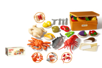 Jouets de cuisine pour enfants : maison de jeu, chef cuisinier, supermarché, panier de courses, jeux de découpe amusants (poisson, dinde, fruits de mer)