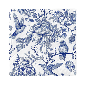80 шт. современных одноразовых двухслойных бумажных салфеток 13x13 дюймов с дизайном «Синие птицы», для обеда, ужина, свадьбы, подложки под руки - Product Image 1