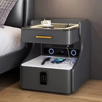 Table de chevet en cuir de designer haut de gamme avec chargeur, table de chevet moderne avec serrure, table de chevet de luxe, table de chevet intelligente