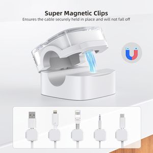 Nuevo Paquete de 6 Organizadores de Cables Magnéticos de Material PP, Clips de Gestión de Cables con Adhesivo Fuerte, Soporte para Cables Blanco/Negro, Sostenible para Sala de Estar - Product Image 2