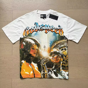 Vente directe d'usine, t-shirts décontractés d'été à manches courtes pour hommes et femmes, tendance, <span class=keywords><strong>série</strong></span> Hell and Star NFC, imprimés, en coton pur, coupe ample - Product Image 2