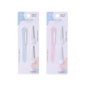 Tondeuse à sourcils LMLTOP 1+2 lames en acier inoxydable, rasoir pliable portable pour femmes, outil de beauté et de soin A0202 - Product Image 1