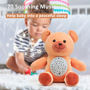 Animaux en peluche musicaux Jouet en peluche ours pour bébé avec machine à bruit blanc Projecteur Musique apaisante - Product Image 2