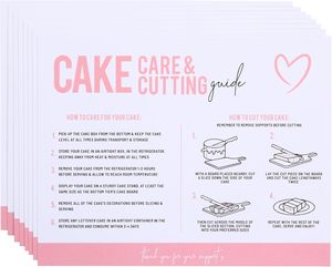 Hot niêm phong bánh chăm sóc hướng dẫn Thẻ Làm thế nào để thực hiện và cắt bánh của bạn hướng dẫn Thẻ cho kinh doanh nhỏ Bánh hộp - Product Image 1