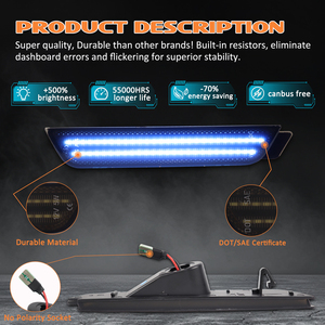 Chevrolet Chevy Camaro Ss RS ZL1 LT 10-15 năng động scan LED Side Marker Lights màu xanh phía trước phía sau Side gương Bumper đèn mới - Product Image 6