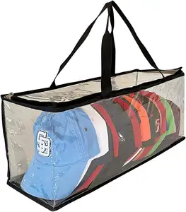 Beyzbol spor kap depolama seyahat çantası, şeffaf PVC plastik, 15 şapka için uygun, kir, toz ve nem önlenmesi