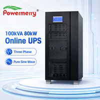 Powermerry 33-100 UPS en Línea de Frecuencia Variable 100kVA 80kW Trifásico Entrada/Salida Onda Sinusoidal Pura para Uso Médico, Industrial y Crítico