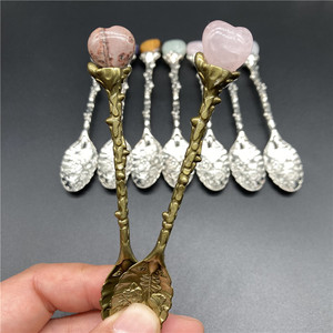 Carved Crystal Heart Spoon with Healing Gemstones-Portable <b>Gifts</b> for Parties and Home Decor - Product Image 5