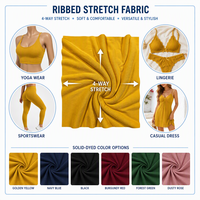 Tissu côtelé 2x2 brossé double face teint uni 220 g/m² - 95 % polyester 5 % élasthanne, matière tricotée en polyester hautement élastique pour le yoga et les vêtements de sport