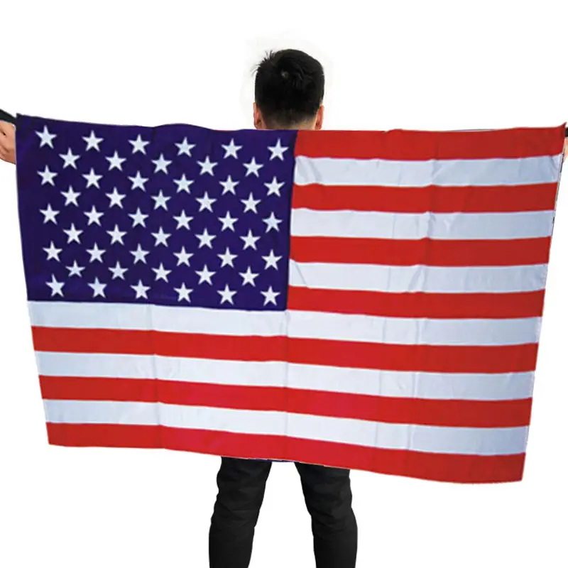 ธงร่างกายอเมริกัน3X5ปลายแหลมมีฮู้ดธงโลกสั่งทำได้