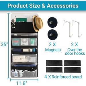 Magnetic Cruise Organizer 4-Layer Over The Door Nylon Hanging Storage For Travel <b>Black</b> 33x15x85cm - Product Image 6