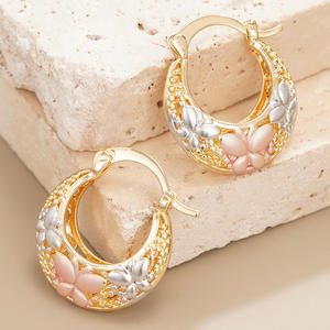 E4497 Gold Plated <b>Hoop</b> <b>Earrings</b> Multicolor Heart Design Women's <b>Fashion</b> Jewelry Alloy Bezel Setting - Product Image 6