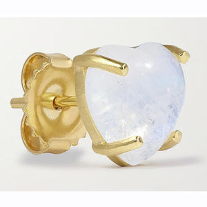 ต่างหูเงินแท้ 925 ชุบทอง 14K รูปหัวใจ ประดับมูนสโตนสีรุ้ง เครื่องประดับน่ารักสำหรับผู้หญิง - Product Image 2