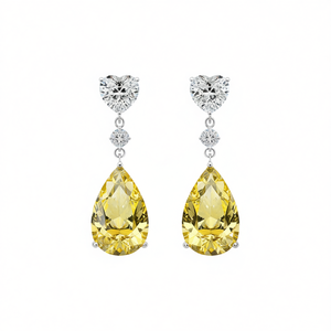 Pendientes de diamantes amarillos E1946 con forma de pera, color natural, joyería clásica de boda para mujer - Product Image 1