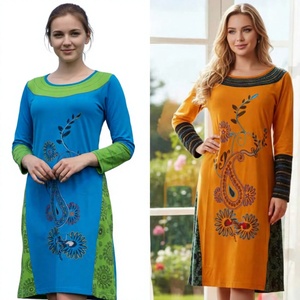 Latest 2022 Eco-Friendly Washable Cotton <b>Bohemian</b> Style Colorful Long Embroidery Modern Simple Casual <b>Dress</b> - Product Image 1