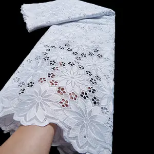 Swiss Lace Fabric Embroidery Voile Soft Dry African Lace Fabric High Quality 5 yards 100% Cotton For Nigerian Party 2011