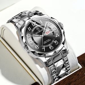 Nouvelle Montre Homme de Luxe à Quartz Ronde 2026, Double <span class=keywords><strong>Calendrier</strong></span>, Étanche, Affichage Lumineux, Bracelet en Acier Inoxydable, Cadran Numérique, Style Business Décontracté - Product Image 4