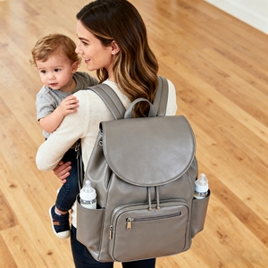 Nhà Sản Xuất Tùy Chỉnh Công Suất Lớn Taupe Vegan Da Tã Túi Đa Năng PU Da Mẹ Túi Với Túi Có Khóa Kéo - Product Image 4