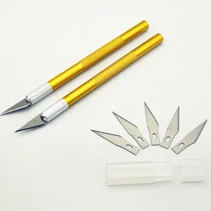 5 Pisau ukir logam pisau bedah presisi pisau alat Kit Non-Slip pisau PCB ponsel DIY alat perbaikan tangan-menyesuaikan
